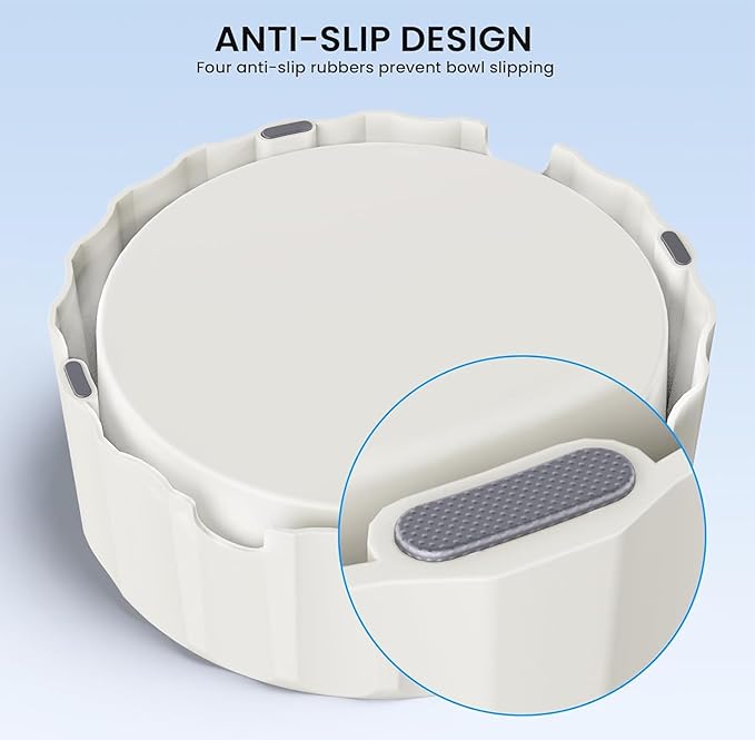 FORWH Dog Small Animals Water Bowl No Spill 70oz/2L Large Capacity Dispenser Non Slip No Splash Small Animals Bowl Pet Slow Feeder No Drip Dog Water Bowl on Vehicle for Dogs and Cats - Beige
