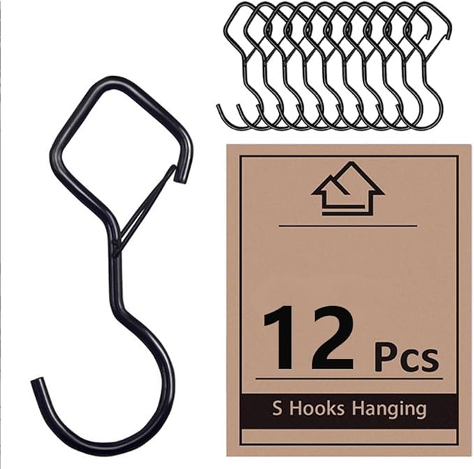 Keoferlon Diamond Hooks Anti Drop 12 Pack S Utility Hooks Black Closet Hanging Clips Hanger for Shelves Purse Backpack