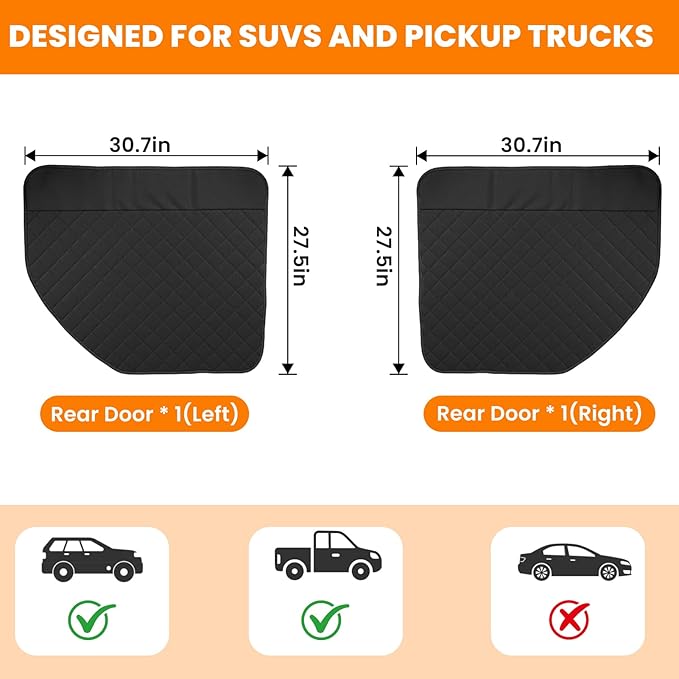 WODHMIEY Dog Car Door Protector, 20% Larger Coverage Vehicle Door Cover,Car Door Guard Mat, Pet Door Panel Protector for SUVs Pickup Trucks, Protects Doors from Dog Scratching (Black)