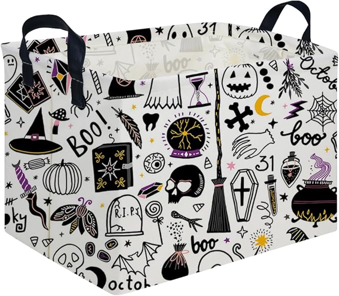 FXOCSHE Halloween Ghost thriller basket,Empty Halloween basket,Horror and thriller decor,Trick or Treat Box for Boys and Girls,Horror decor(Magic Halloween)