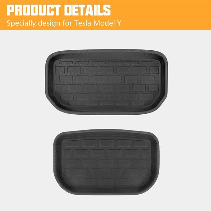 ROCCS Front & Rear Sub Trunk Mats Compatible with Tesla Model Y 2024 2023 2022 2021 - All Weather Cargo Liner Storage Mat - Non Slip Premium 3D Waterproof Rear Trunk Protection, Pack of 2