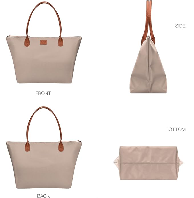 Nylon Tote Bag for Women, Large Foldable Weekend Hobo Purses for Women, Shoulder Tote Handbags with Zipper | Nylon, Large, Foldable, Weekend, Tote, with Zipper
