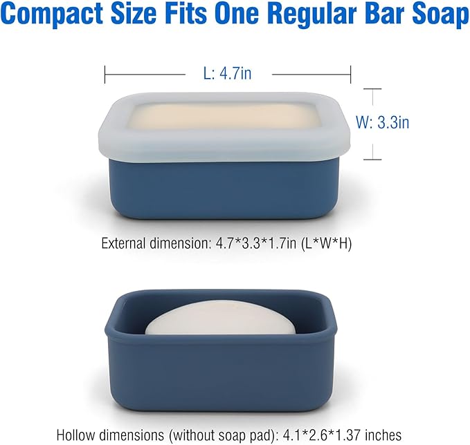 Enhanced Leak Proof Travel Soap Container, Compact Silicone Travel Soap Holder with Drainage Pad, Great for Camping, Gym and Business Trip (Purple)