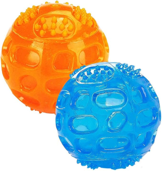 ACEONE Dog Squeaky Ball, Pet Squeak Chew Bouncy Rubber Toy Balls for Small Large Dogs Indestructible Exercise Training Playing