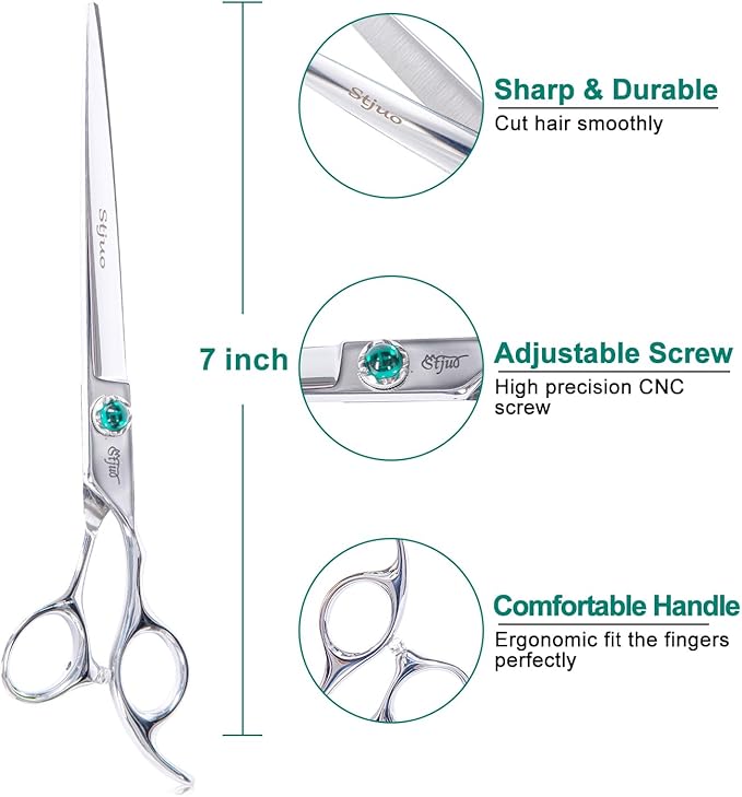 Dog Grooming Straight Scissors 7 inch Professional Pet Shears Made Of Japanese Advanced Stainless Steel Professional Grooming Scissors for Dogs Cats and Other Pets