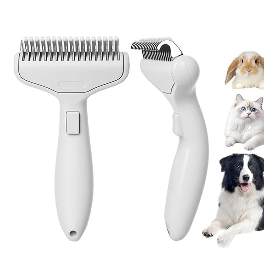 Mllzhauib Dog & Cat Brush, Deshedding Brush with Easy Release Button, Premium Grooming Tool for Shed Control & Undercoat Removal, Ideal for Long/Short Haired Pets (White)