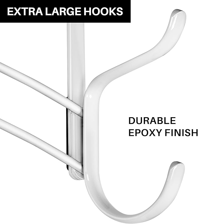 LYNK Professional® Home™ Over Door Hooks Rack - 28 Hook Over Door Hanger - Over Door Towel Rack - Hanging Towels or Clothes - Bathroom, Bedroom or Laundry Room - Lifetime Ltd. Warranty - White