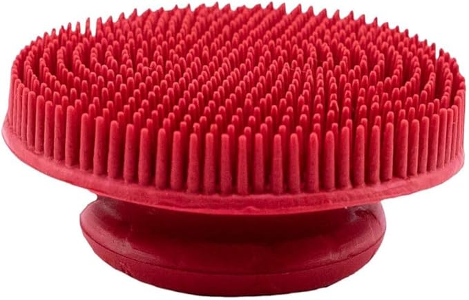 Paw Brothers Soft Rubber Curry Brush Dogs, Small Short Hair Dogs and Cats, Dog Bath Brush, Reduce Shedding, Gentle Bristles for Grooming, Massage and Stimulates Hair, Remove Loose Fur, Red, 2.8 Inch