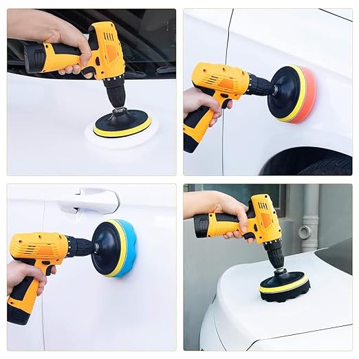Buffing Polishing Pads, Tshya 14Pack 5inch (125mm) Foam Buffing Sponge Pads Kit Polishing Pads Wool Pad for 5Inch Backing Plate RO/DA/GA Car Polisher Boat Compounding, Polishing and Waxing