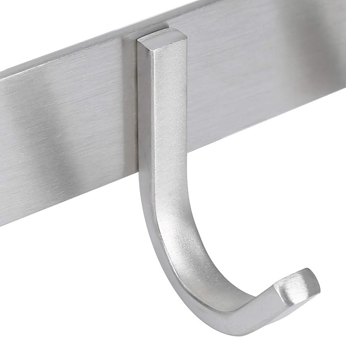 Sagmoc Towel Hook Rack Brushed Nickel 17-Inch Coat Hook Rail Wall Mounted with 7 Hooks, Durable Wall Hangers for Bedroom, Bathroom, Foyer, Hallway (304 Stainless Steel)