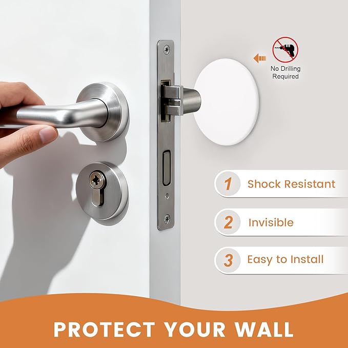 Probrico White Silicone Door Stoppers, 3.15" Round Self-Adhesive Wall Protector 6 Packs, Not-Clear Bumper for Wall/Cabinet Door Protecting, Soft Silicone Crash Pads-Quiet Door Opening