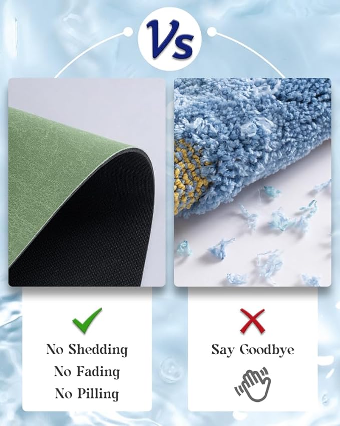 MontVoo -Bath Mat Rug-Rubber Backing Non Slip Quick Dry Absorbent Thin Bathroom Rugs Fit Under Door-Faux Suede Surface Bathroom Floor Mats-Shower Rug for in Front of Bathtub Shower Sage Green 17"x59"
