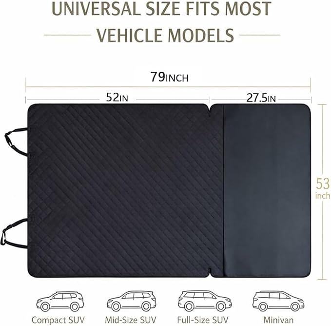 Waterproof SUV Dog Cargo Liner Mat - Heavy Duty Pet Seat Cover for SUV Sedan Van, Non-Slip Back Trunk Protector with Bumper Guard, Large Universal Fit (Black) (CHBX-D-01)