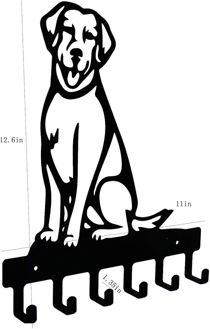 YANGZHI Wall Mount Key Hooks, Wall Decorative Dog Family Key Holder Black Dog Wall Hooks Hanger Gift for Bedroom, Living Room, Kitchen, Bathroom Hardware Hook Labrador Retriever (11 * 12.6 inches)