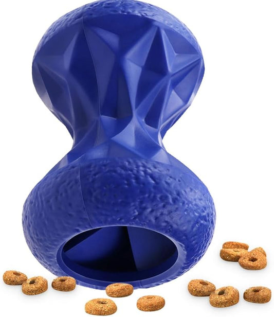 Doudele Rubber Dog Toys Treat Dispensing - Super Tough Treat Toys for Aggressive chewers Large Breed Durable Dog Toys IQ Training (Blue)