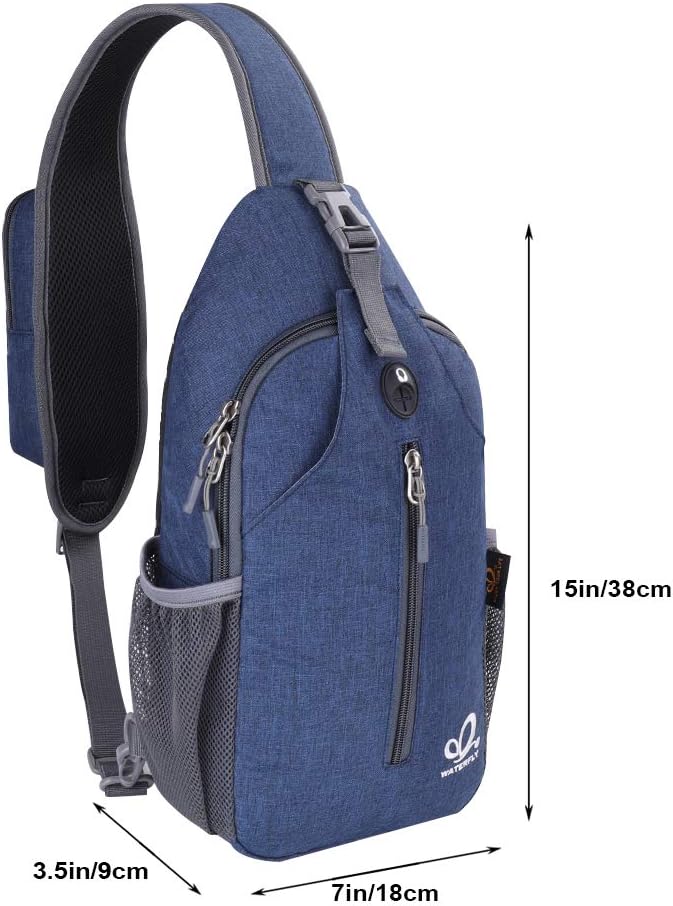 WATERFLY Crossbody Sling Backpack Sling Bag Travel Hiking Chest Bag Daypack