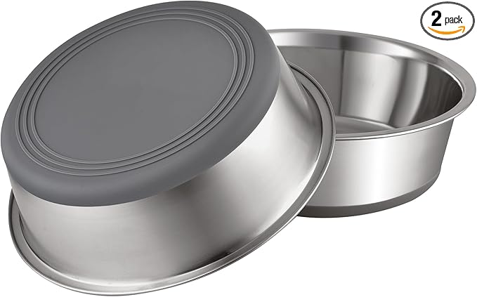 PEGYY11 Nonslip Stainless Steel Dog Cat Bowls, 2 US Cup, 2 Count