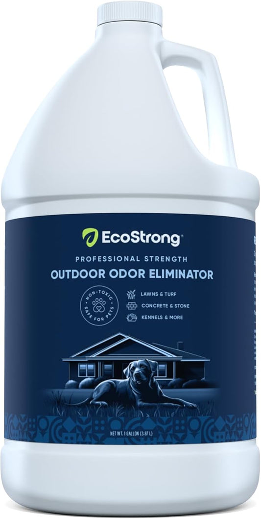 Eco Strong Outdoor Odor Eliminator Outside Dog Urine Enzyme Cleaner Powerful Pet, Cat, Animal Scent Deodorizer | Professional Strength for Yard, Turf, Kennels, Patios, Decks (128 OZ)
