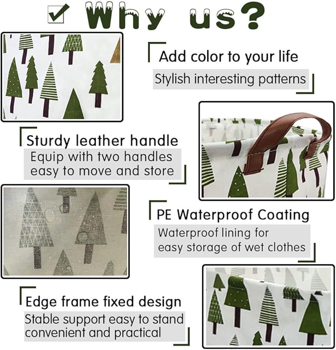 FXOCSHE Tree basket,Laundry Basket Green Hamper Fabric Laundry Hamper,for baby hamper Nursery Toy Organizer tree room decor,Christmas gift decor,Gift Basket (tree)