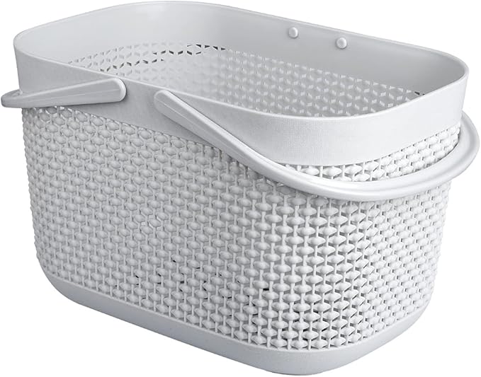 UUJOLY Portable Shower Caddy Basket Tote, Plastic Storage Basket with Handles Organizer Bins for Kitchen Bathroom College Dorm, Grey 2 Pack