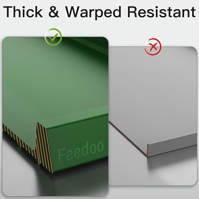 Pet Feeding Mat [Warped Resistant Raised Edge], Water-Proof Silicone Placement for Food Water Bowls, Anti-Slip Base Protect Floor, BPA-Free&Dishwasher-Safe [18.5x11.5inch Medium, Green]
