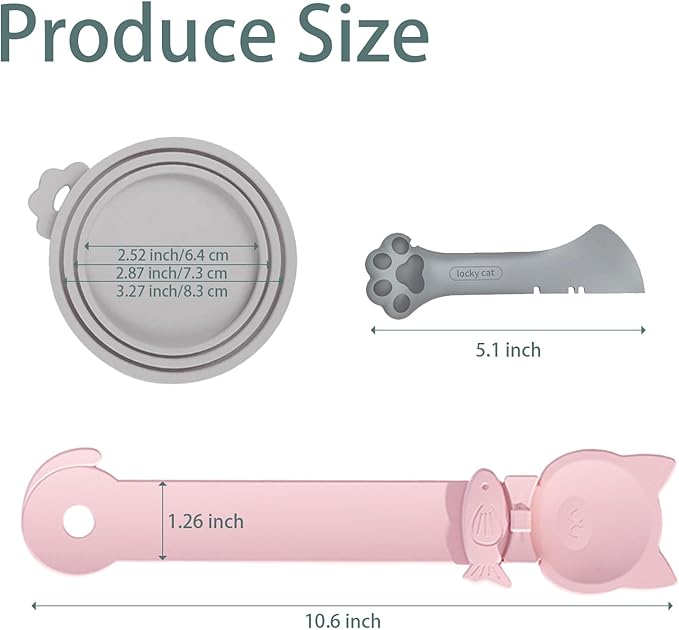 Cat Dog Food Can Lids Spoons，Silicone Pet Food Can Lids with Multi-Function Cat Food Spoon and Opener Cute Paw Shape Opener Spatula Wet Food Spoon for Cats and Dogs (Gray)