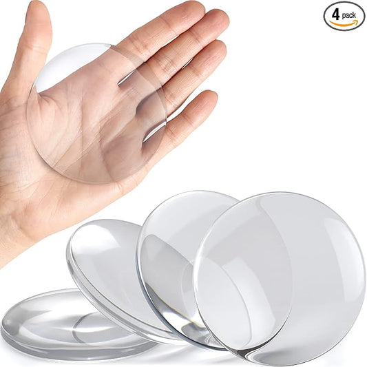 Strongest Home Wall & Door Handle Stopper 3.15" Set of 4 Pieces Clear Rubber Door Knob, Round Wall Shield Cushion, Quiet Wall Protector for Door Handle Guard Door Bumper - Self Adhesive