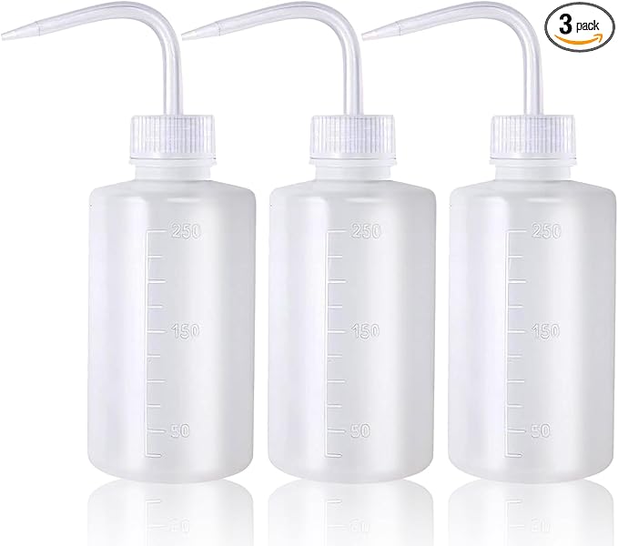 YONGDA Squeeze Bottles 3-Pack (250ml/8.45oz) Leak-Proof Wash Bottle for Cleaning, Watering & Precision Tasks, LDPE Squirt Bottles with Angled Nozzle & Measurement Scale