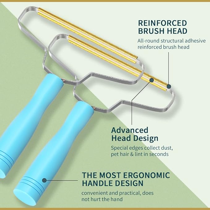 Pet Hair Removal Tool,Cleaner Pro Pet Hair Remover,Fabric Shaver by BSIWWO,Pet Hair Remover for Couch,Lint Shaver,Carpet Rake,Dog Hair Remover and Cat Hair Remover(2pack-Blue)