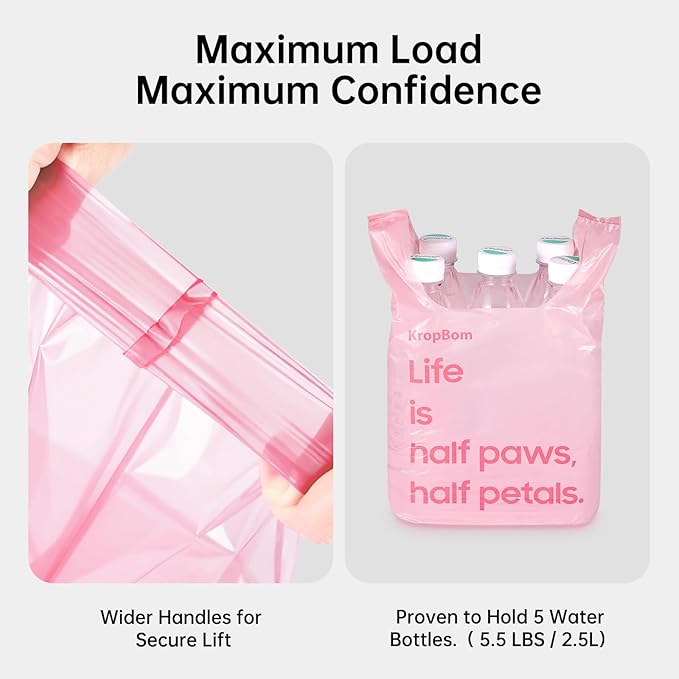 125 Count Cat Poop Bags Cherry Blossom Scented with Handles, Disposable Litter Bags for Pet Poop, Extra-Thick Dog Kitty Waste Bags Easy Tie Leak-Proof Strengthen, Pink