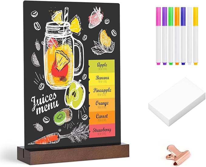 Small Chalkboard Sign with Stand, 8 x 12 Inch Double-Sided Table Blackboard, Food Drink Menu Message Boards for Kitchen, Bar, Party Event, Wedding