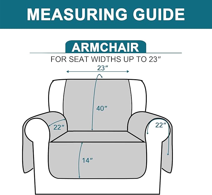Turquoize 100% Waterproof Sofa Covers Chair Cover Slipcover Couch Protector Triple Non-Slip Sofa Slipcover for 1 Cushion Furniture Protector for Pets, Kids,Dog (Chair 23", Pale Oak)