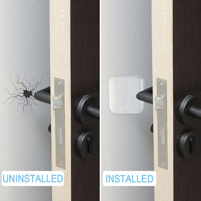 Transparent Square Door Stopper Wall Protector Set - 6-Piece Soft Rubber Door Handle Bumpers with Strong Self-Adhesive, Thickened Wall Shields (4 CM/Square, Clear)
