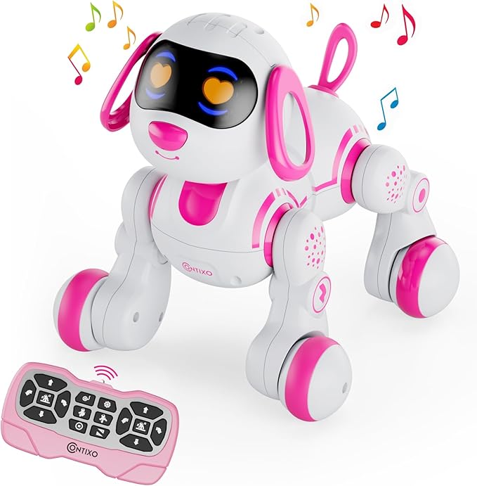 Contixo R3 Robot Dog Toy for Kids - Interactive Remote Control Smart Dancing Robotic Pet for Boys & Girls Ages 3-12 - Pink