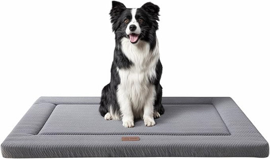 WESTERN HOME Dog Bed for Crate, High Resilience Foam Dog Crate Mat Kennel Pad with Soft Wavy Plush Comfortable Anti-Slip Washable Bed for Large Medium Small Dogs & Cats