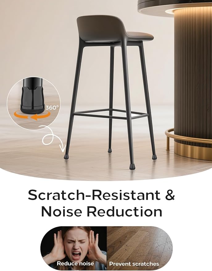 Upgrade 24 PCS Silicone & Felt Chair Leg Floor Protectors for Hardwood Floors - Furniture Pads, Chair Leg Covers/Caps - No Noise & Scratch-Proof - Round M (Fits 1"-1 3/16" / 26-30mm), Black