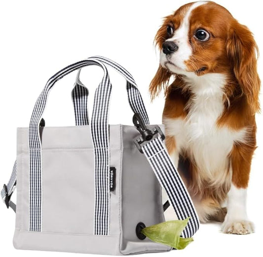 Torytos Dog Walking Bag Crossbody Tote and Dog Treat Pouch with Built-in Poop Bag Dispenser (Gray)