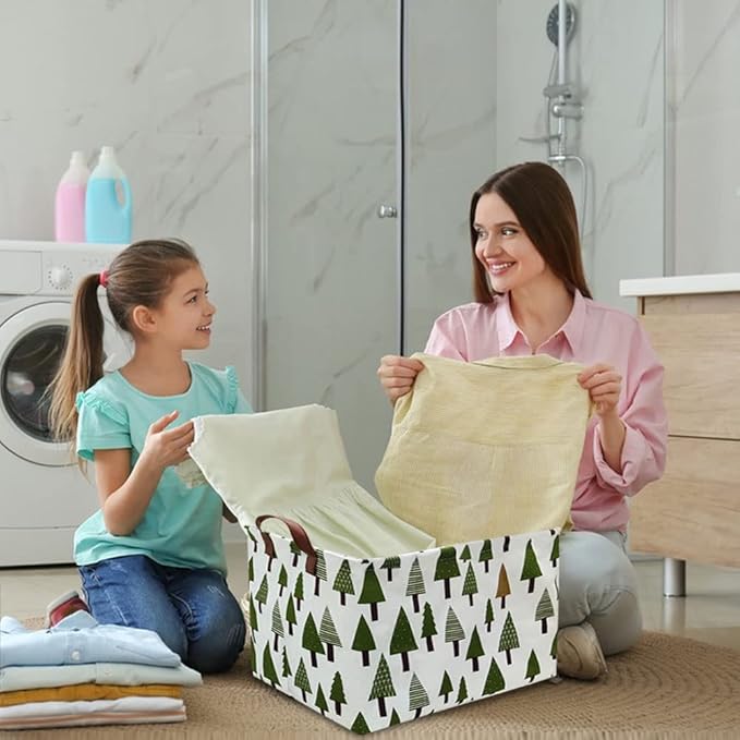 FXOCSHE Tree basket,Laundry Basket Green Hamper Fabric Laundry Hamper,for baby hamper Nursery Toy Organizer tree room decor,Christmas gift decor,Gift Basket (tree)