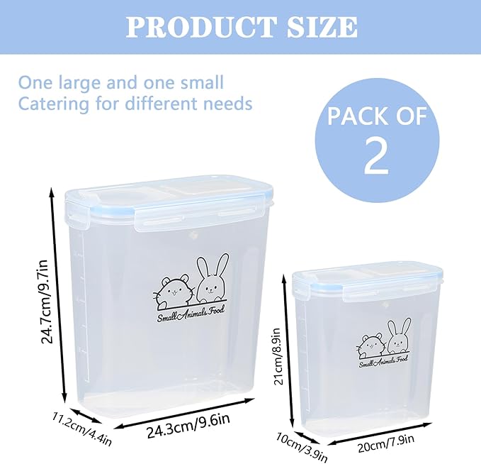 Pet Food Storage Containers,Airtight Small Animals Food Container,Cat Food Storage Container,Jars Dispenser Set with Lids,Multi Size3.52Qt/4L and2.2Qt/2.5L,for Wild Bird Seed Dispenser|BPA Free/Clear