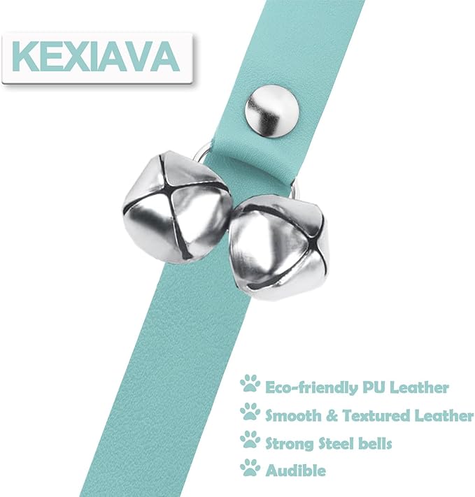 Leather Dog Bells, Puppy Potty Training Bell Dog Doorbell Potty Train Dog Bell for Potty Training Door Bells for Dogs to Ring to Go Outside Jingle Bells (Leather Light Blue 1 PCS)