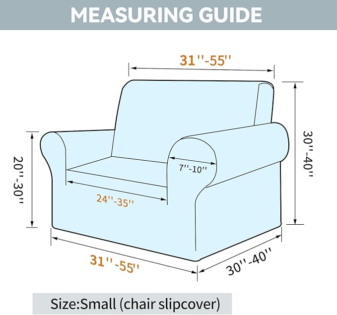 LURKA Stretch Chair Sofa Slipcovers 1 Piece Couch Covers for Sofa Furniture Protector Full Sofa Covers with Elastic Bottom for Kids and Dog (Small,Dark Red)