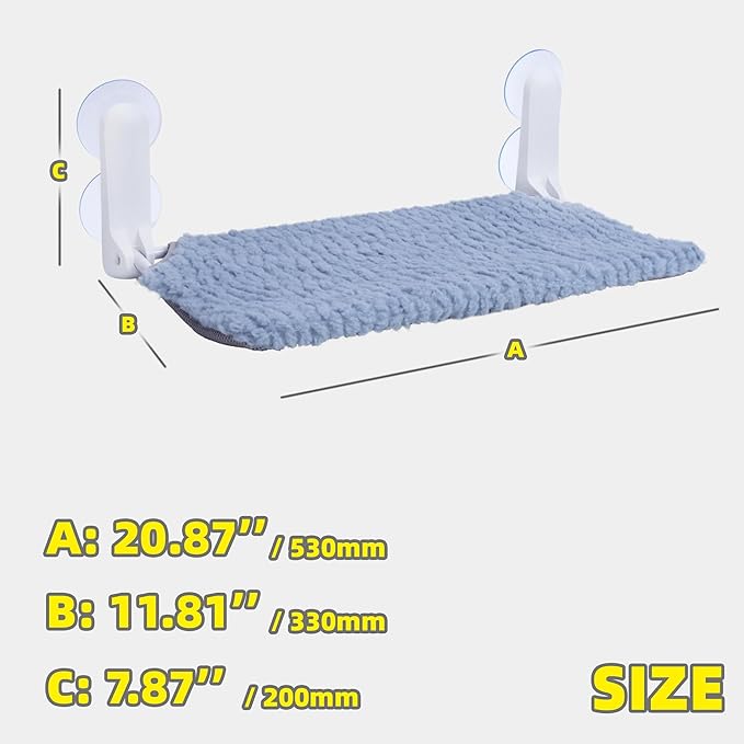 AIWIKIDE Cat Window Perch, Easy Install Bracket, Portable Wall Hammock for Indoor Cat, Light Blue