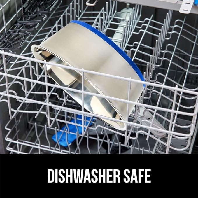 GORILLA GRIP Dog Bowls, Holds 4 Cups Each (32 fl oz), Heavy Duty Stainless Steel Food and Water Bowl for Feeding Dogs and Cats, Dishwasher Safe, Rust Resistant, BPA Free Rubber Base, Set of 2 Blue