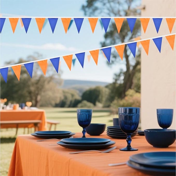 Orange and Blue Pennant Banner Flags Garland Streamers Party Decorations for Birthday Wedding Classroom Graduation 60Feet 40Flags