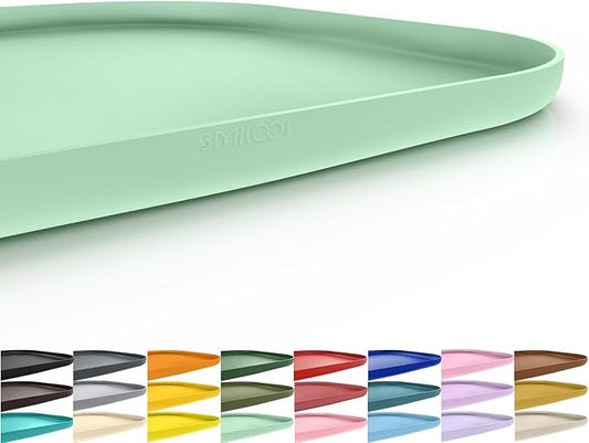 Silicone Pet Food Mat with Raised Edge for Food and Water Bowl, Dog Feeding Mats, Cat Food Trays for Floor Waterproof, Rubber Tray for Dogs and Cats, 19 x 12 x 0.7 Mint Green