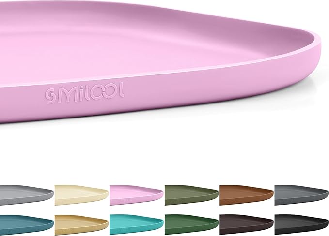 Small Silicone Pet Food Mat with Raised Edge for Food and Water Bowl, Square Dog Feeding Mats, Cat Food Trays for Floor Waterproof, Rubber Tray for Dogs and Cats, 12 x 12 x 0.7 Pink