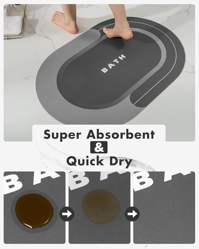 MontVoo Bath Mat - Non Slip, Quick Dry, Stain Resistant Bath Mat Rug for Bathroom Floor - Easy Care Shower Rug for Outside Bathtub - 24"x35" Darkgrey