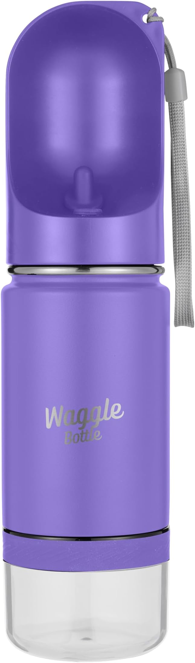 Waggle Bottle Stainless Steel Dog Travel Water Bottle, Vacuum Insulated Portable Dog Water Dispenser, Drink Cup and Snack Container On The Go, Outdoor Walking, Hiking, Travel (Lavender)