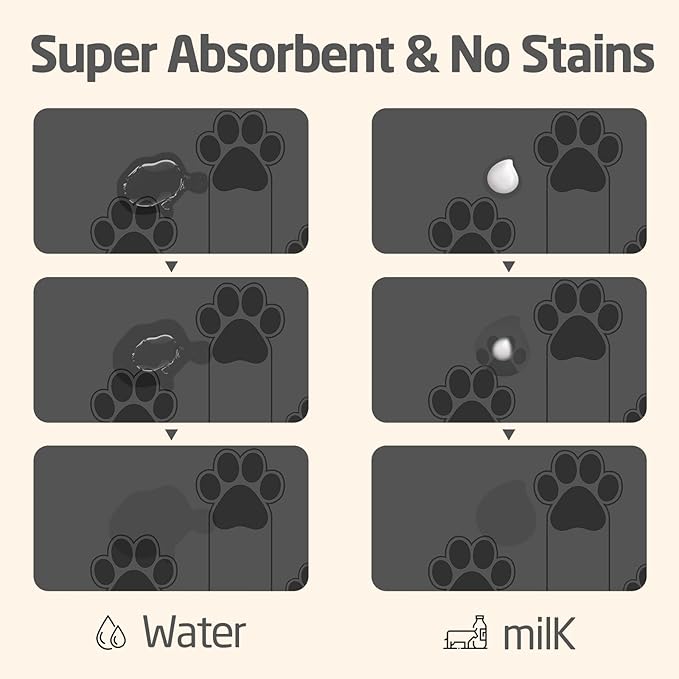 Pet Feeding Mats-Absorbent Dog Mat for Food and Water Bowl, Dog Accessories Pet Supplies, Quick Dry No Stains Water Dispenser Mat for Pet, Non-Slip Bowl mat for Messy Drinkers