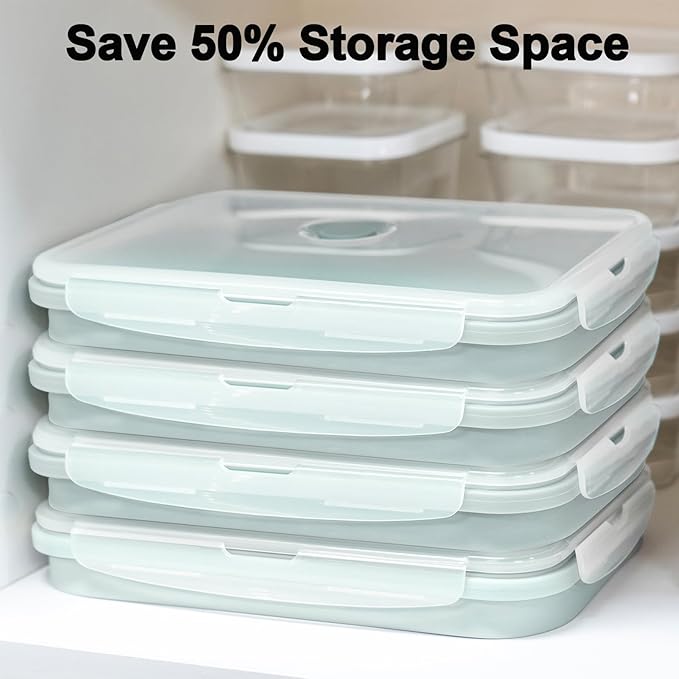 Extra Large Silicone Food Storage Containers with Lids, 4 Pack Set 68oz/2000ml Collapsible Meal Prep Lunch Containers, Microwave, Freezer and Dishwasher Safe